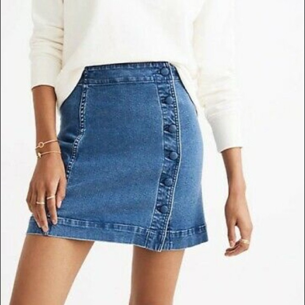 Madewell Asymmetrical Stretch Denim Mini Skirt
